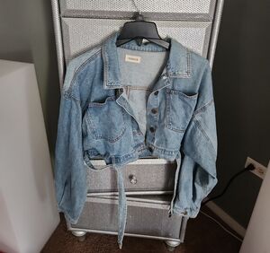 Mono B Light Blue Cropped Denim Jacket